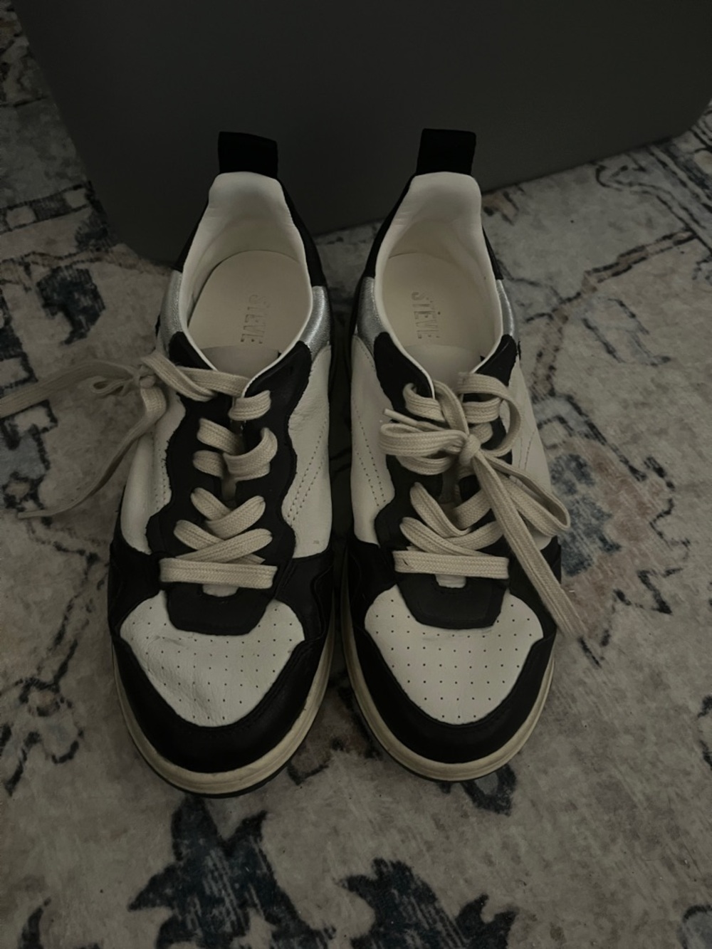 Steve Madden Black and White Women's Sneakers - Picture 2 of 4